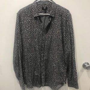 Grey and Black Polka Dot Button Up